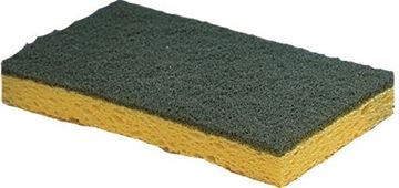 Picture of Yellow Sponge 6"x 3 1/2" w/Green  Scrubbing Pad 40/case