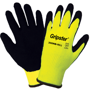 Picture of Neon Yellow Cotton Knit Glove w/Rough Latex Finish-Large 6 doz / cs 