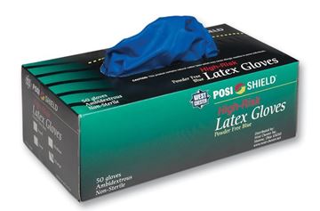 Picture of 14 mil Blue Disposable Latex Gloves Extended 12" Cuff - Multiple Sizes