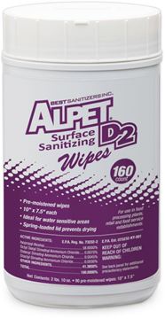 Picture of Alpet D2 Surface SanitizingWipes 6 dispensers/case 160 wipes/disp