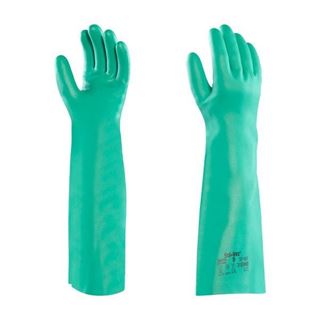 Picture of Ansell Sol-Vex 22 mil 18" Green Nitrile Glove w/Sandpatch Finish Large