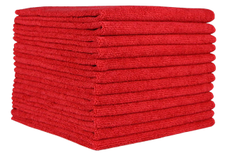 Picture of Microfiber Towels Plush Red 15"x25" 380gsm  Sold by EACH ;  12 ea/pack 12pk/cs