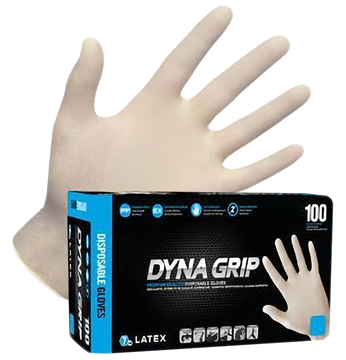 Picture of 7 mil Dyna Grip Latex Gloves Exam Grade - Multiple Sizes