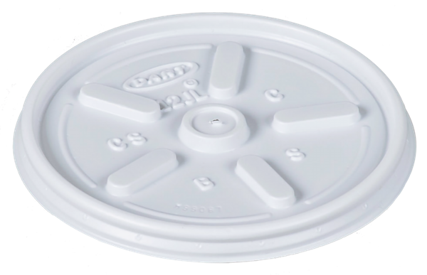 Picture of Dart Vented White Lid for 12oz Hot/Cold Foam Cups 10x100/Case