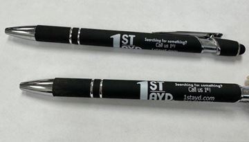 Picture of Black Rubberized Stylus Pen White 1st Ayd Logo, Black Ink