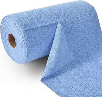 Picture of Microfiber Roll Towels Blue 12"x 12" Tear off 50 sheets/roll  12 rolls/cs