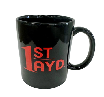 Picture of 11 oz Ceramic Coffee Mug Black w/Red 1st Ayd Imprint