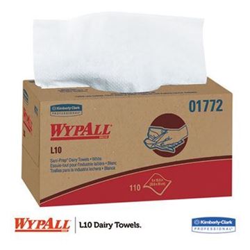 Picture of L10 Sani-Prep Dairy Towels. POP-UP Box 1 Ply, 10.25" x 10.5", White, 110/pk 18pks/cs