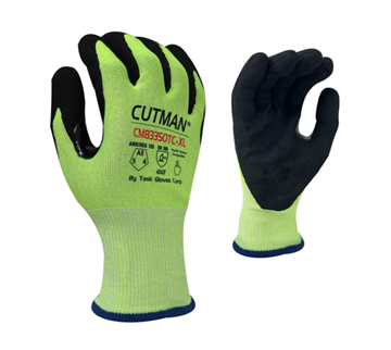 Picture of Cutman A8 Yellow Work Glove Sandy Foam Nitrile 18 Gauge
